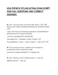 UGA PHYSICS 1111 LAB ACTUAL EXAM SCRIPT 2026 FULL QUESTIONS AND CORRECT ANSWERS