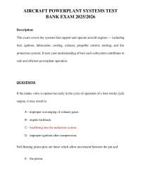 Aircraft Powerplant Systems Exam Questions 2025/2026