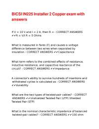 BICSI Installer Copper Exam Questions and Answers