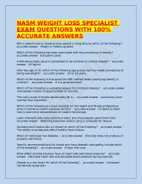 NASM Weight Loss Specialist Exam: Questions and Answers