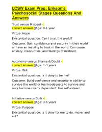 LCSW Exam Prep: Erikson's Psychosocial Stages Q&A