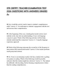 STR CERTIFY TEACHER EXAMINATION TEST 2026 QUESTIONS WITH ANSWERS GRADED A+
