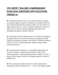 STR CERTIFY TEACHER COMPREHENSIVE EXAM 2026 QUESTIONS WITH SOLUTIONS GRADED A+