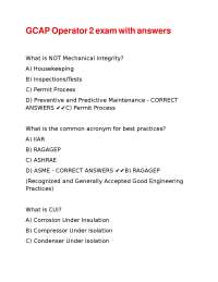 Mechanical Integrity Exam with Answers