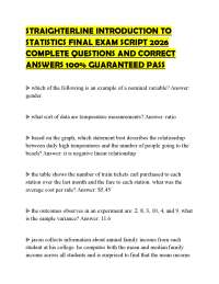 STRAIGHTERLINE INTRODUCTION TO STATISTICS FINAL EXAM SCRIPT 2026 COMPLETE QUESTIONS AND CO