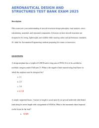 AERONAUTICAL DESIGN AND STRUCTURES TEST BANK EXAM 2025