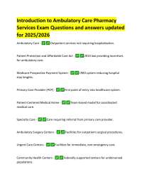 Ambulatory Care Pharmacy Services: Exam Prep 2025/2026