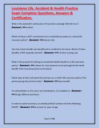 Louisiana Life, Accident & Health Insurance Exam Practice Questions and Answers