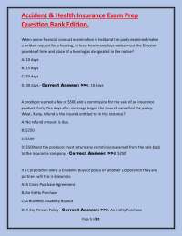 Accident & Health Insurance Exam Prep: Question Bank