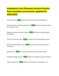 Ambulatory Care Pharmacy Practice Exam: Questions and Answers for 2025/2026