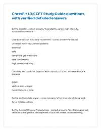 CrossFit L3/CCFT Study Guide: Questions and Answers