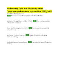 Ambulatory Care and Pharmacy Exam: Questions and Answers for 2025/2026