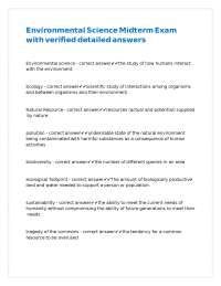 Environmental Science Midterm Exam with Verified Answers