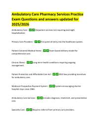Ambulatory Care Pharmacy Practice Exam: Questions and Answers for 2025/2026