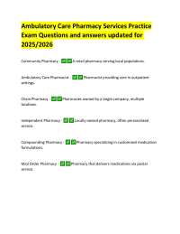 Ambulatory Care Pharmacy Services: Exam Q&A for 2025/2026