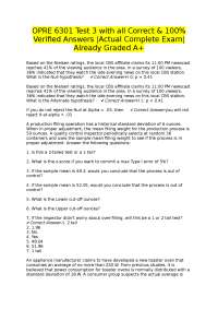 OPRE 6301 Test 3 with all Correct & 100% Verified Answers |Actual Complete Exam| Already G