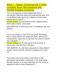 Cardiovascular Nursing Exam Questions and Answers