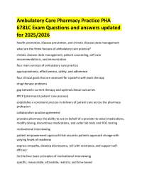 Ambulatory Care Pharmacy Practice Exam Q&A 2025/2026