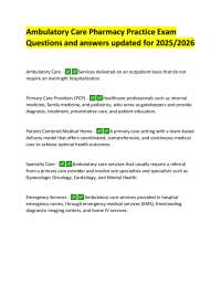 Ambulatory Care Pharmacy Practice Exam: Questions and Answers for 2025/2026