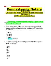 Pennsylvania Notary Exam Questions and Answers
