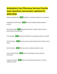 Ambulatory Care Pharmacy Services: Exam Questions and Answers 2025/2026