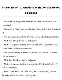 Pharmacology Exam 2: Questions and Solved Solutions