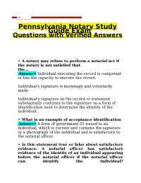 Pennsylvania Notary Exam Study Guide: Questions and Verified Answers