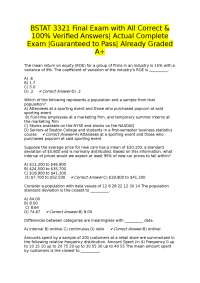 BSTAT 3321 Final Exam with All Correct & 100% Verified Answers| Actual Complete Exam |Guar
