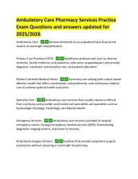 Ambulatory Care Pharmacy Practice Exam: Questions and Answers for 2025/2026