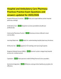 Hospital and Ambulatory Care Pharmacy Practice Exam Questions 2025/2026