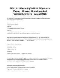 BIOL 112 Exam II: Practice Questions and Verified Answers (TAMU LEE)
