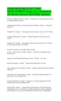 Microbiology Case Study Set 2: Questions and Answers for UAMS