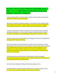 Exam 1 Review: Key Concepts in Company Strategy