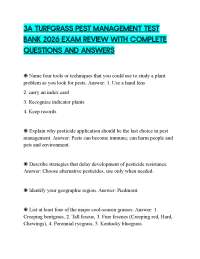 3A TURFGRASS PEST MANAGEMENT TEST BANK 2026 EXAM REVIEW WITH COMPLETE QUESTIONS AND ANSWER