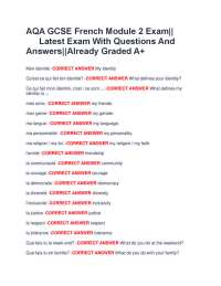 AQA GCSE French Module 2 Exam: Questions and Answers
