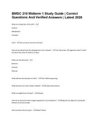 BMSC 210 Midterm 1 Study Guide | Correct Questions And Verified Answers | Latest 2026