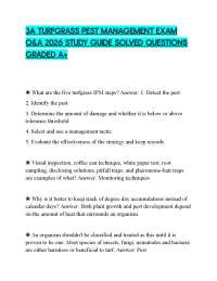 3A TURFGRASS PEST MANAGEMENT EXAM Q&A 2026 STUDY GUIDE SOLVED QUESTIONS GRADED A+