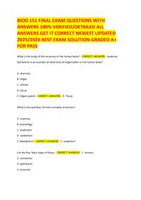 BIOD 151 Final Exam Questions & Answers 2025/2026 - Anatomy & Physiology Study Guide