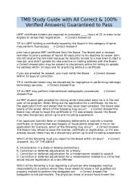 TMB & LMRT Exam Study Guide: Verified Questions and Answers