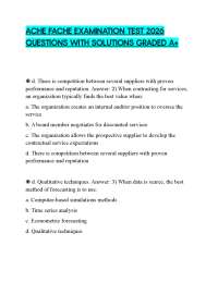ACHE FACHE EXAMINATION TEST 2026 QUESTIONS WITH SOLUTIONS GRADED A+