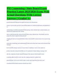 PSI Cosmetology State Board Exam Practice| Latest 2025/2026 Exam With Actual Questions Wi