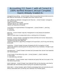 Accounting Exam 1: Questions and Verified Answers