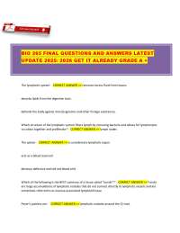 BIO 265 Final Exam Q&A: Lymphatic System and Blood Pressure