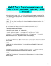 CVOR Tester Questions and Answers: Ontario Commercial Vehicle Regulations