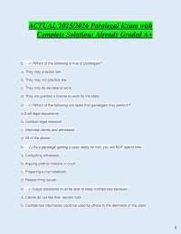 Paralegal Exam 2025/2026 with Complete Solutions