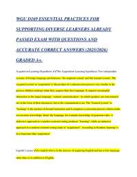 D169 Essential Practices for Supporting Diverse Learners Exam Questions and Answers