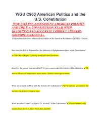 American Politics and U.S. Constitution Exam Questions and Answers