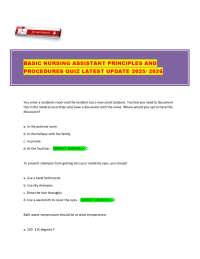 Nursing Assistant Principles and Procedures Quiz 2025/2026