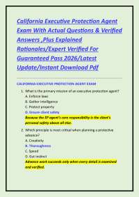 California Executive Protection Agent Exam Questions and Answers 2026
