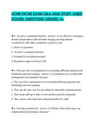 ACHE FACHE EXAM Q&A 2026 STUDY GUIDE SOLVED QUESTIONS GRADED A+